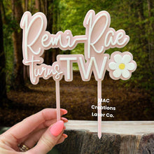 Load image into Gallery viewer, Personalised Double Layer Cake Topper | Daisies |